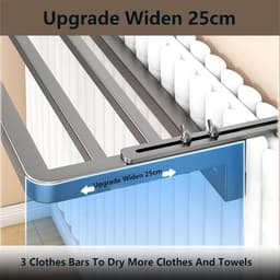 Wasrek radiator - Droogrek kleding - Snel drogen - Verstelbare hangers - 25 cm breed - Zwart — thumbnail 5