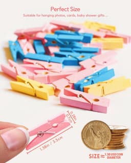 Mini Houten Wasknijpers Rose - 100 Stuks Kleurrijke Wasknijpers met Jute Touw voor Foto's, Knutselen en Decoratie — thumbnail 3