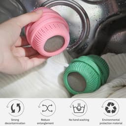 3 stuks Wasmachine Wasbal - anti-klit en gemakkelijk schoon te maken - siliconen wasballen- en reinigingsballen - wasmachine-schrobballen - Herbruikbare Droger Bal-7 * 4,5 cm - geschikt voor wasmachine-onderhoud thuis - lichtblauw + groen + roze — thumbnail 3