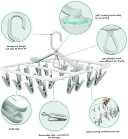 Wandgemonteerde intrekbare waslijn, 4,1 m lange uitschuifbare waslijn voor binnen en buiten, ABS+TPU+ALUMINIUM materiaal - wit — thumbnail 3