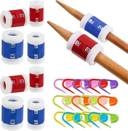 Set met rijenteller en haaknaalden, inclusief 12 regeltellers in verschillende maten en 20 stuks steekmarkeringen voor haaknaalden, kleurrijke klemmen — thumbnail 1