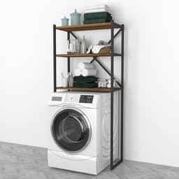 Ombouwkast voor wasmachine 160x66x34 cm met zwarte en walnootkleurige afwerking — thumbnail 1