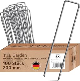 Grondankers voor Tuin en Camping - 100 Stuks Verzinkt 200mm Ø 3,8mm — thumbnail 1