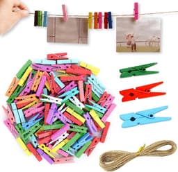 150 Stuks Mini Houten Was Nijpers Set met Jute Touw voor Foto Decoratie — thumbnail 3