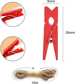 100x Mini Houten Wasknijpers Kleurrijk - Decoratieve Clips voor Foto's, Kaarten en DIY Projecten — thumbnail 4