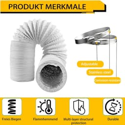 Afvoerslang Flexibel - Ventilatieslang PVC - Droger Ventilatie - Warmtebestendig Snijdbaar - 5 Meter 150mm - Zwart — thumbnail 2