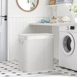 Waskorf Vuile wasmand Met 3 compartimenten Klemdeksel en handgreep 150 liter extra grote capaciteit Opvouwbaar ontwerp ruimtebesparend Geschikt voor wasruimte Slaapkamer en badkamer 60 x 40 x 60,5 cm Wit — thumbnail 3