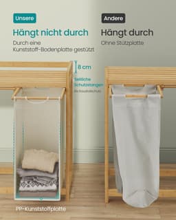 Wasmand 3 Vakken 3 x 50 L 94 x 33 x 78 cm Crèmewit – Grote Opberger — thumbnail 4
