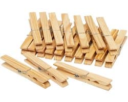 Houten wasknijpers - 140x stuks - voordelige knijpers / wasspelden - bamboe - was ophangen