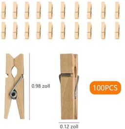 Houten Kledinghangers - Mini Knijpers - Foto's Ophangen - Natuurlijk Hout - 100 Stuks - Natuurlijk — thumbnail 3