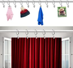 50 Stuks Roestvrijstalen Gordijnclips Metalen Ophanghaken, Gordijnclips met Haken, Gordijnhangers Clips, voor Slaapkamer, Badkamer, Huisdecoratie, Zilver — thumbnail 4