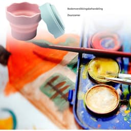 TOVBMUP Set van 2 - Opvouwbare waterfles - Siliconen emmer - Kwastenreiniger - Draagbare emmer - Opvouwbare siliconen beker - Schildergereedschap - Geschikt voor aquarelverf, verf op waterbasis, blauw, roze — thumbnail 4