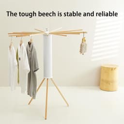 Tripod Drying Rack for Clothes - Portable and Foldable Space Saving Clothes Drying Rack with 16 Wooden Bars — thumbnail 5