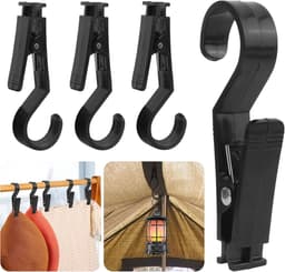 Multifunctionele Camping Klemhaken - 4 Stuks Zwart voor Wasgoed en Lichten — thumbnail 1