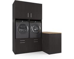 Wasophoogte® Wasmachine Kast Hong Kong - Wasmachine verhoger - Wasmachine ombouw - 700(D)*2030(B)*2350(H) mm - Zwart