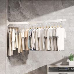 Thuys – Droogrek Muur – Wand – Wasrek Muur – Intrekbaar – Wit — thumbnail 1