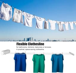 Retractable Clothesline - Clothes Drying Rope voor Binnen en Buiten - Drooglijn Accessoires (5 Ropes) — thumbnail 5
