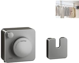 Set van 1 stuk - Intrekbare waslijn - Waslijn voor aan de muur - Onzichtbare intrekbare waslijn - Waslijn zonder gaten - Waslijn van verdikt roestvrij staaldraad - Waslijn van 4,8 m - Geschikt voor binnen- en buitengebruik (grijs) — thumbnail 1