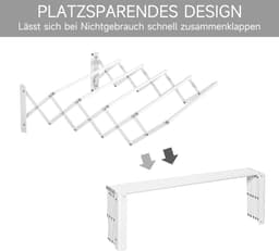 Wandwasrek - 63,5x60x20 cm - Plaatsbesparend + Binnen & Buiten - Metaal - Wit — thumbnail 4