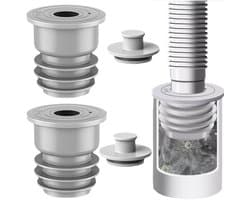 2 stuks - 45-50 mm - slangafdichtingen - met geurwerende dop - grijs - afvoerslang - geurwerend - afdichting - geurwerend - rioolslangafdichting - voor keuken - badkamer