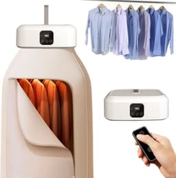 Wasdroger - Droger - Draagbare elektrische droger - Opvouwbare droger - UV-sterilisator - 360° hetelucht - Mini-droger - Verstelbaar - Ideaal voor thuis, op reis, in de camper en in compacte wasruimtes - Wit — thumbnail 1
