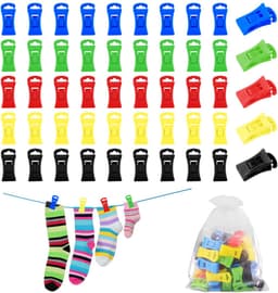 IMPERATORIS® Wasknijpers Kunststof - Waslijnklemmen - Extra Sterk - Soft Grip - Laat Geen Afdruk Achter - Weerbestendig - Set van 100 - blauw, groen, rood, geel, zwart — thumbnail 1