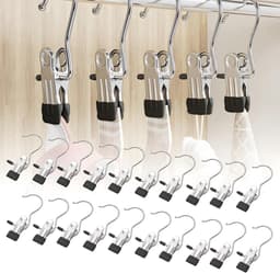 20 metalen wasknijpers - broekclips - droogclips - sokkenclips - kledinghangers zonder resten - roestvrij staal - multifunctionele antislip wasknijpers - geschikt voor het ophangen van kleding, sokken, broeken en schoenen, zwart — thumbnail 1