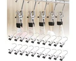 20 metalen wasknijpers - broekclips - droogclips - sokkenclips - kledinghangers zonder resten - roestvrij staal - multifunctionele antislip wasknijpers - geschikt voor het ophangen van kleding, sokken, broeken en schoenen, zwart