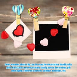 50x Houten Waslijnknijpers met Hartjes - Decoratieve Foto Clips voor DIY & Knutselen — thumbnail 5