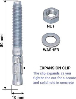 Verzinkte Wigankers M10 x 80 mm - Geschikt voor Metsel- en Betonwerk (25 stuks) — thumbnail 4