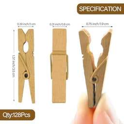 Mini Houten Gekleurde Wasknijpers - 128 Stuks — thumbnail 4
