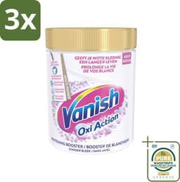 3 x Vanish Oxi Action - Vlekkenverwijderaar - Wasbooster - Zonder Bleek - Witte Was - 1 Kg - Grootverpakking - Wit Maken - Vlekken Verwijderen - Wasbooster - Bleekvrij - Geur Neutraliseren — thumbnail 1