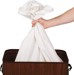 Wasmand met Dubbel Vak van Bamboe en Stof - 100L, 52 x 32 x 63 cm — thumbnail 4