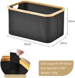 Opvouwbare wasmand - 35 liter - Grijs - 45×30×24 cm — thumbnail 4