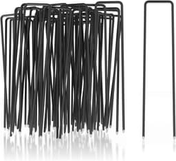 50 Stuks Koolstofstaal Grondankers 150x25x3 mm - Vierkante Haringen voor Onkruidvlies en Tuinbevestiging — thumbnail 1