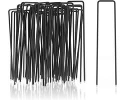 50 Stuks Koolstofstaal Grondankers 150x25x3 mm - Vierkante Haringen voor Onkruidvlies en Tuinbevestiging