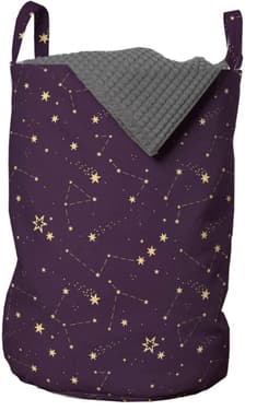 ABAKUHAUS Universum waszak, Constellations Cosmos Sky, wasmand met handvaten, trekkoordsluiting voor wasserettes, pruimen en pastel bruin — thumbnail 4
