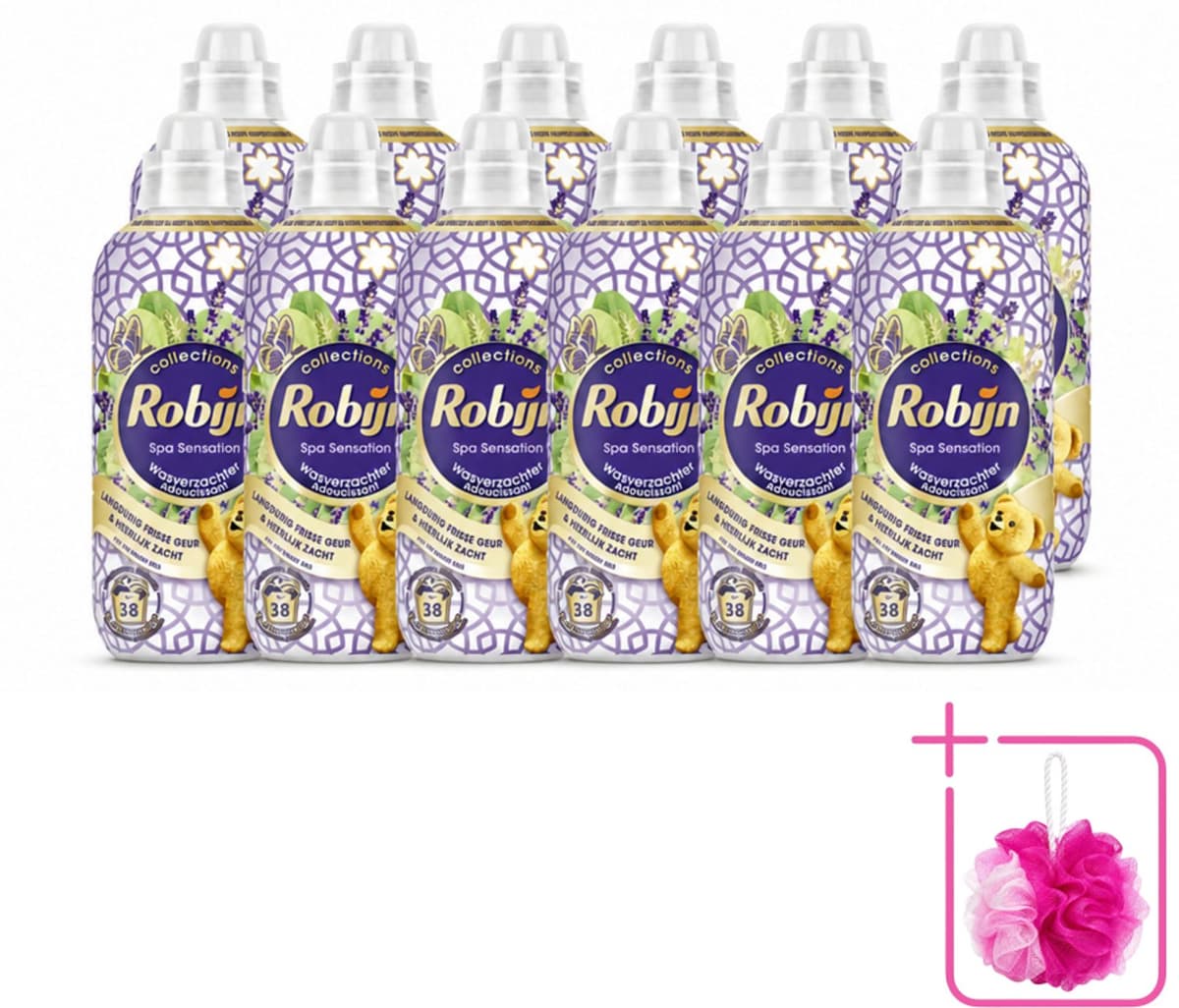 12 x Robijn – Wasverzachter – Intense Spa Sensation – 765 ml - Bulkverpakking - Wasverzachter - Douchemop - Eucalyptus — afbeelding 1