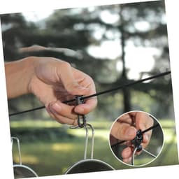 5 m reiswaslijn met 10 stuks haken, waslijn camping, accessoires voor badkamer, bijkeuken, tuin of reis voor het ophangen van je campinguitrusting (zwart) (zwart) — thumbnail 3