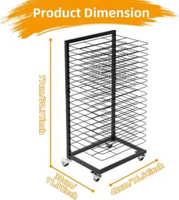 LIVIA HOME- Fotodroogrek Mobiel met 18 Planken - Vergrendelbare Wielen - Functioneel Design - Opbergoplossing voor Kunstwerken - Afmetingen 42 x 30 x 77 cm - Droogrek — thumbnail 3