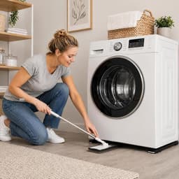Set van 2 meubelwielen, plat, onderstel voor wasmachine met verstelbare meubelwielen, geschikt voor koelkasten, banken en kasten, maximale belasting 200 kg (zwart) — thumbnail 3
