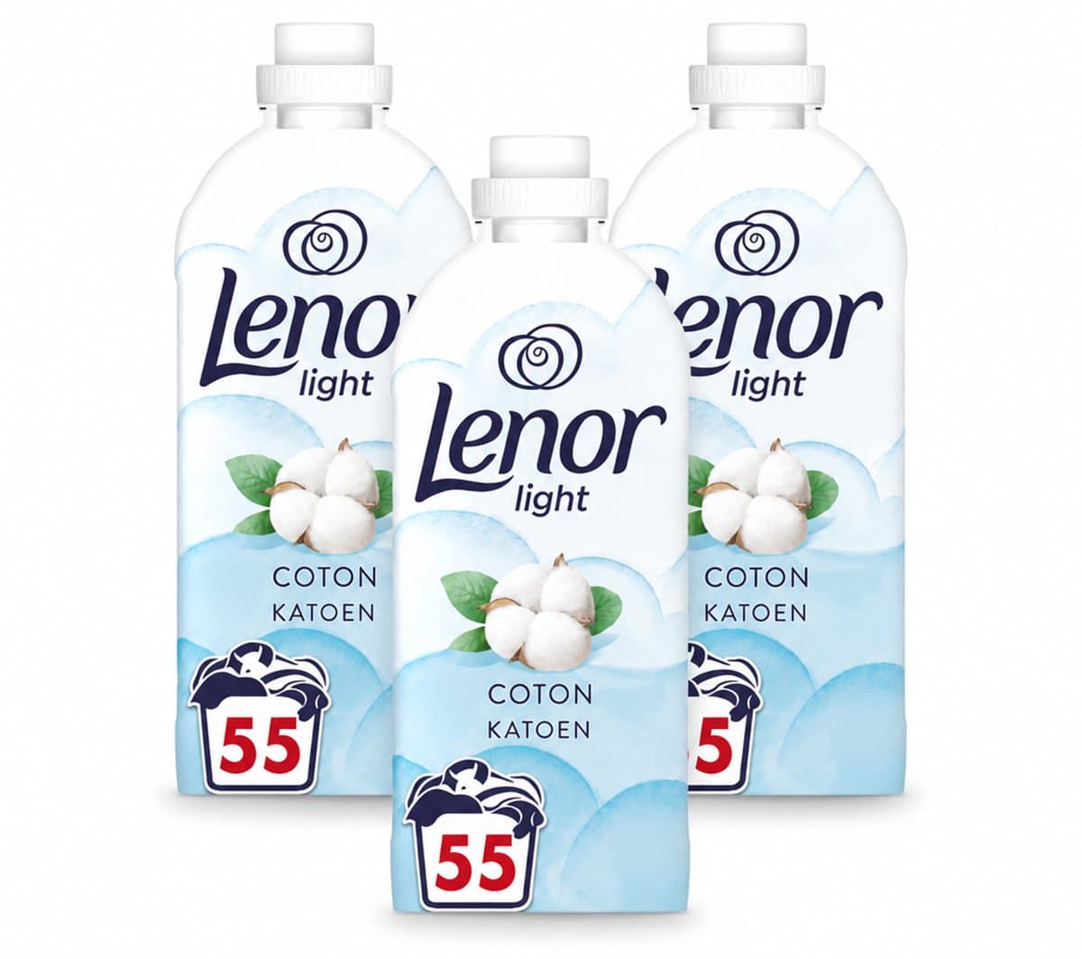 3 x Lenor Light - Wasverzachter - Katoen - Fris & Zacht - 55 Wasbeurten - Voordeelverpakking - 3 stuks — afbeelding 1