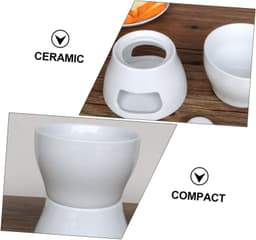 1set Ceramic Melting Stove Set Voor Thuis Voor Chocolade Kaas Boter Met Inclusieve Vorken Duurzaam Sterk Voor Fondue Smeltende Snacks — thumbnail 4