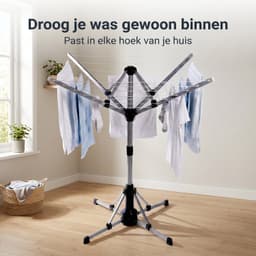 Cheqo® Elektrische Droogmolen - Ronddraaiende Droogmolen voor Binnen - Draaiend Wasrek - Roterend Wasrek - Elektrisch Droogrek - Inklapbaar Droogrek - Energiezuinige Wasdroger - Wasdroogrek met Afstandsbediening — thumbnail 2