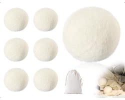SnelShoppen - 6 Stuks Herbruikbare Drogerballen - Wol Drogerballen voor Donsjacks en Wasverzachter - Antistatisch en Droogtijd Verkort - Inclusief Opb