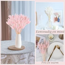Pampasgras, decoratie, 50 stuks, herbruikbaar, roze + wit, doe-het-zelf droogbloemen, gedroogd, voor woonkamer, bruiloft, tafel, bloemen, arrangementen thuis, decoratie, geen vaas — thumbnail 5