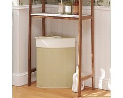 MODFU Hoekwasmand - Deksel - Bamboe - Crème - 55 Liter