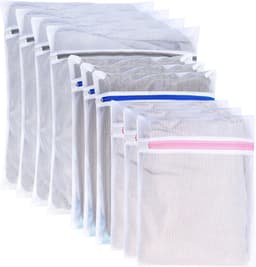 Wasnetjes met ritssluiting - Wit - 10 stuks in 3 maten - Polyester waszakken voor kledingbescherming en wasmachinegebruik — thumbnail 1