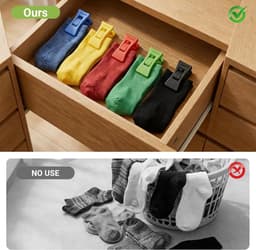 Set van 30 Plastic Sock Clips met Haken voor Wasmachine en Droger - Mini Kledingknijpers voor Organiseren, Opslaan en Drogen van Sokken — thumbnail 3
