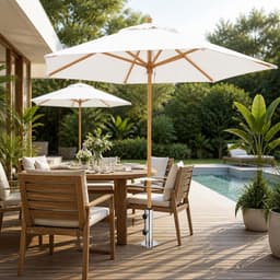 Parasolhouder voor balkon - RVS - Universele parasolstandaard met verstelbare pvc-ringen en grondanker - Voor terras en tuin — thumbnail 4